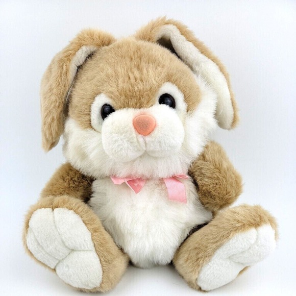 Lemonwood Asia ltd Bunny Rabbit Plush Brown Stuffed Animal Pink Bow Toy 10 inch - Picture 1 of 10